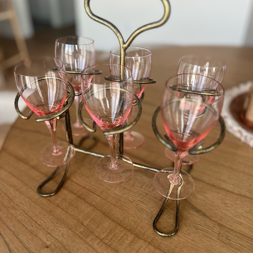Brass colored Wine glass carrier (glasses not included). MCM